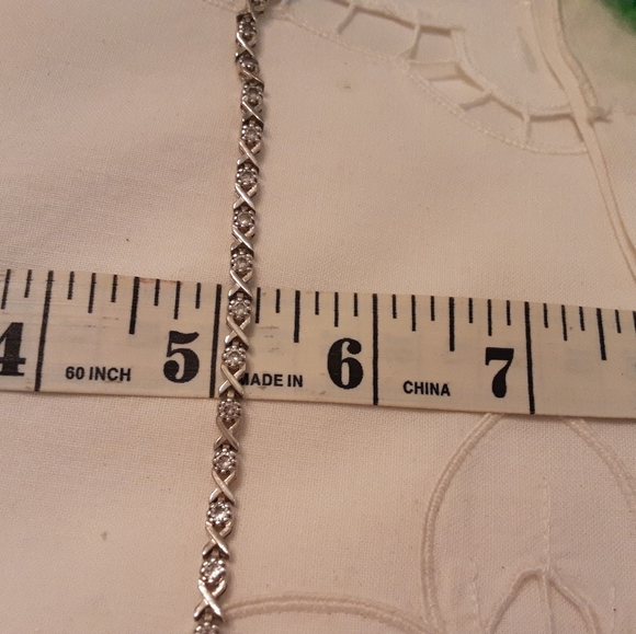 VINTAGE 925 SOLID STERLING SILVER CZ LOVE & KISSES TENNIS BRACELET - Picture 5 of 12